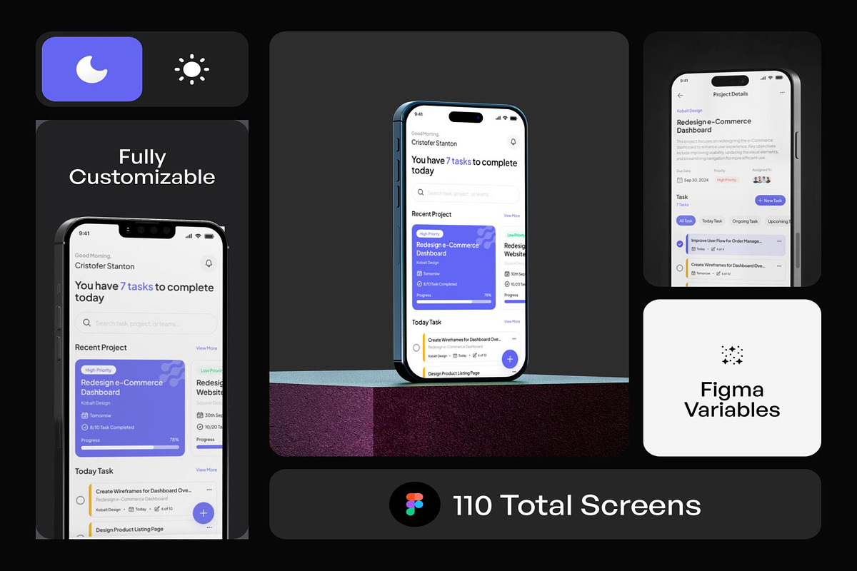 Taskhive - Task Manager Mobile App, an UI Kit Template by Creative Perspective (Photo 2 of 7)