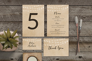 Brown Wedding Invitation Suite