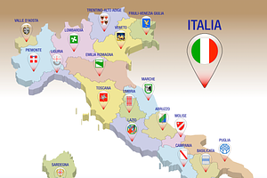 Italy, map 3D of the regions, an Education Illustration by frizio