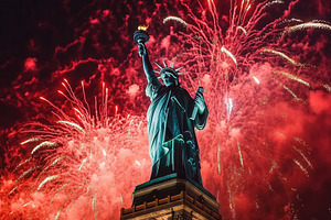 Statue of Liberty celebrates freedom, a Photo by Pavel_design