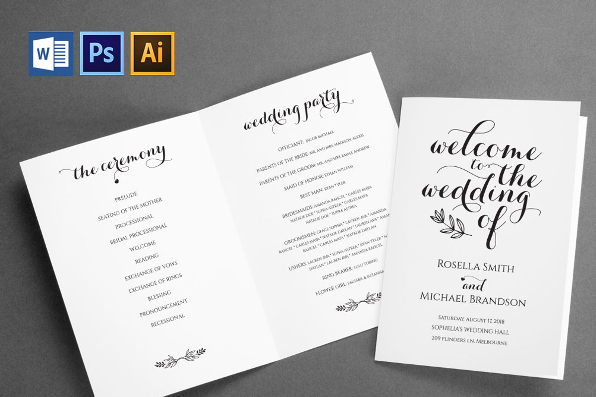 Wedding Program folded SHR362, an Invitation Template by Shafura_Wedding