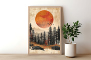 Orange Sun Over Wildflowers, a Decorative Illustration by Housui Patterns (Thumbnail 7 of 8)