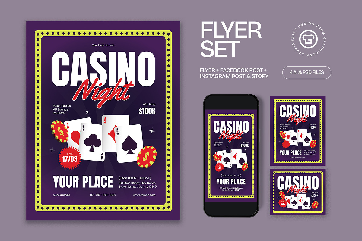 Casino Night Flyer, a Flyer Template by graphicook (Photo 1 of 3)