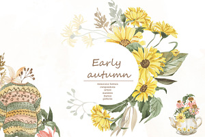 Early autumn, watercolor flowers