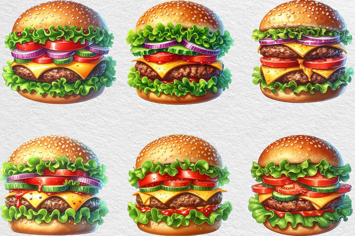 Summer Classic Burger Clipart, an Illustration by Black Bird Studio (Photo 4 of 6)