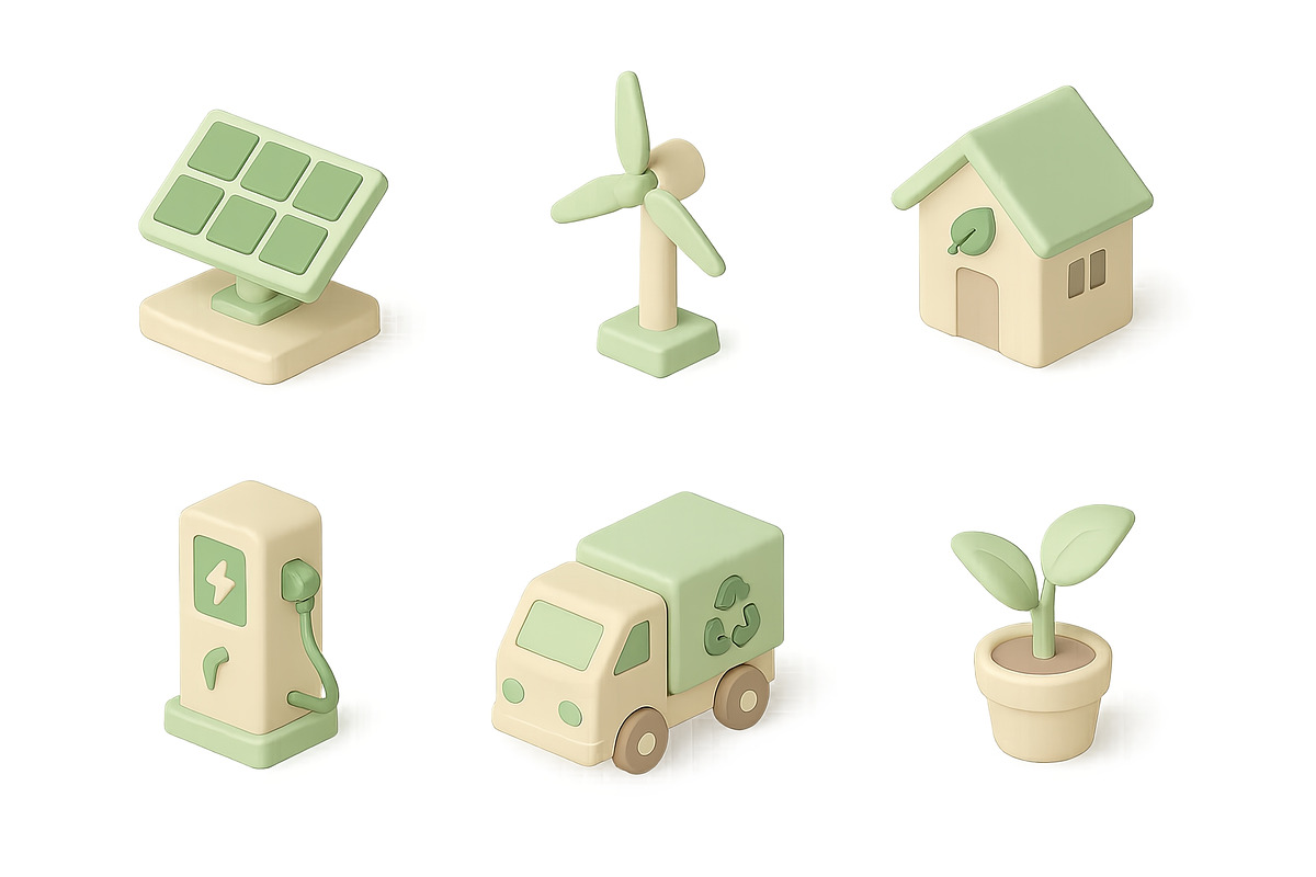 Eco icon sets featuring solar panel,, an Illustration by Dvoevnore photos