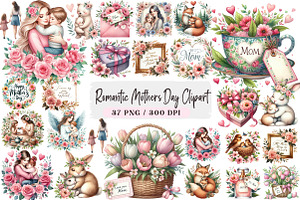 Romantic Mothers Day Clipart, an Illustration by DreamArtGraphic