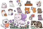 Cute Cats Clipart, a Seasonal Illustration by CreationArt (Thumbnail 2 of 5)