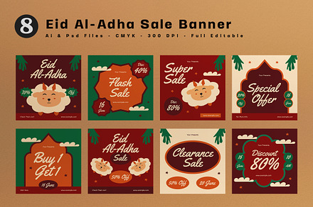 Flat Design Eid Al Adha Sale Banner, an UI Kit Template by graphicook