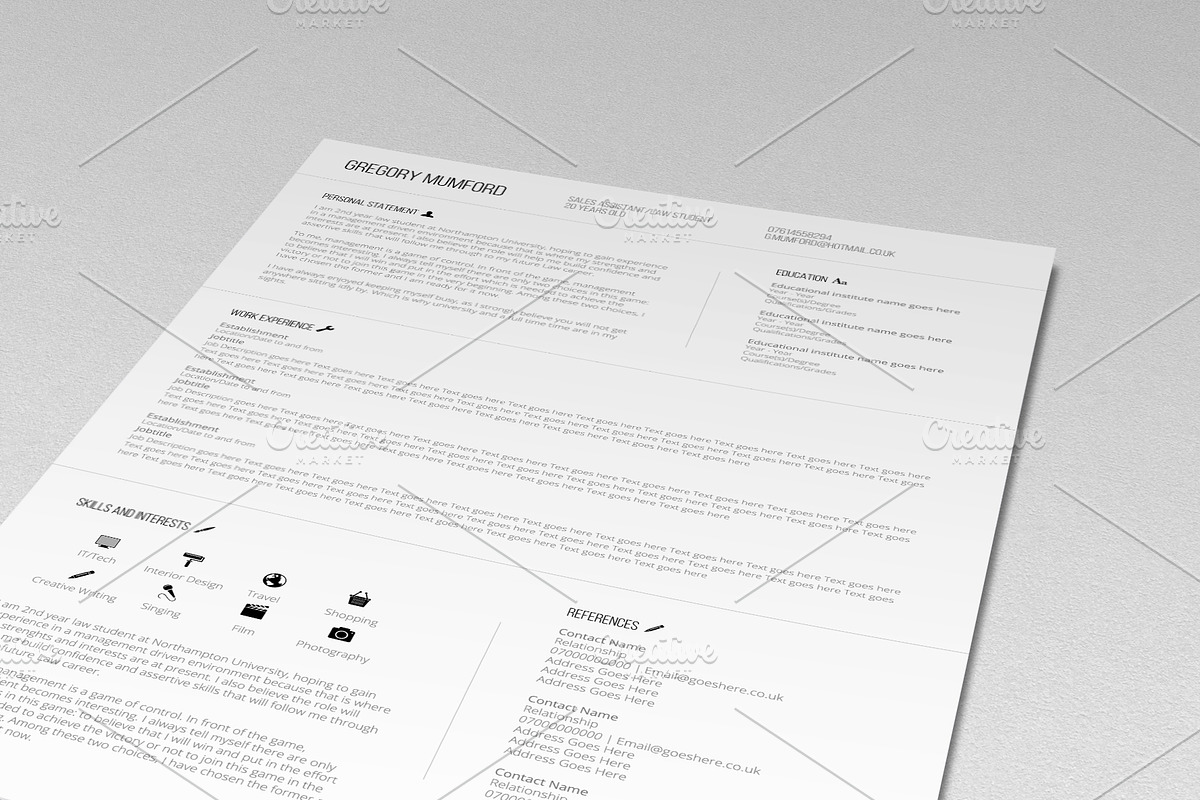 The Professional CV (PSD + WORD DOC), a Resume Template by Valeur Design (Photo 2 of 5)