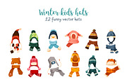 Winter kids hats set, a Decorative Illustration by Good Studio (Thumbnail 1 of 6)