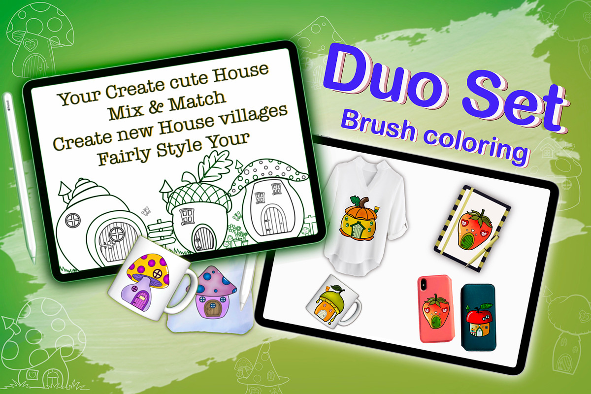 Build Design House Fairy Coloring Book Brush Stamp Procreate