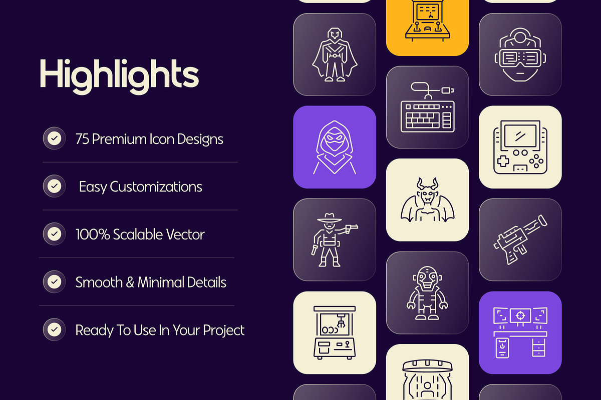 Animated Video Game Icons Set, an Outline Icon by Prosymbols