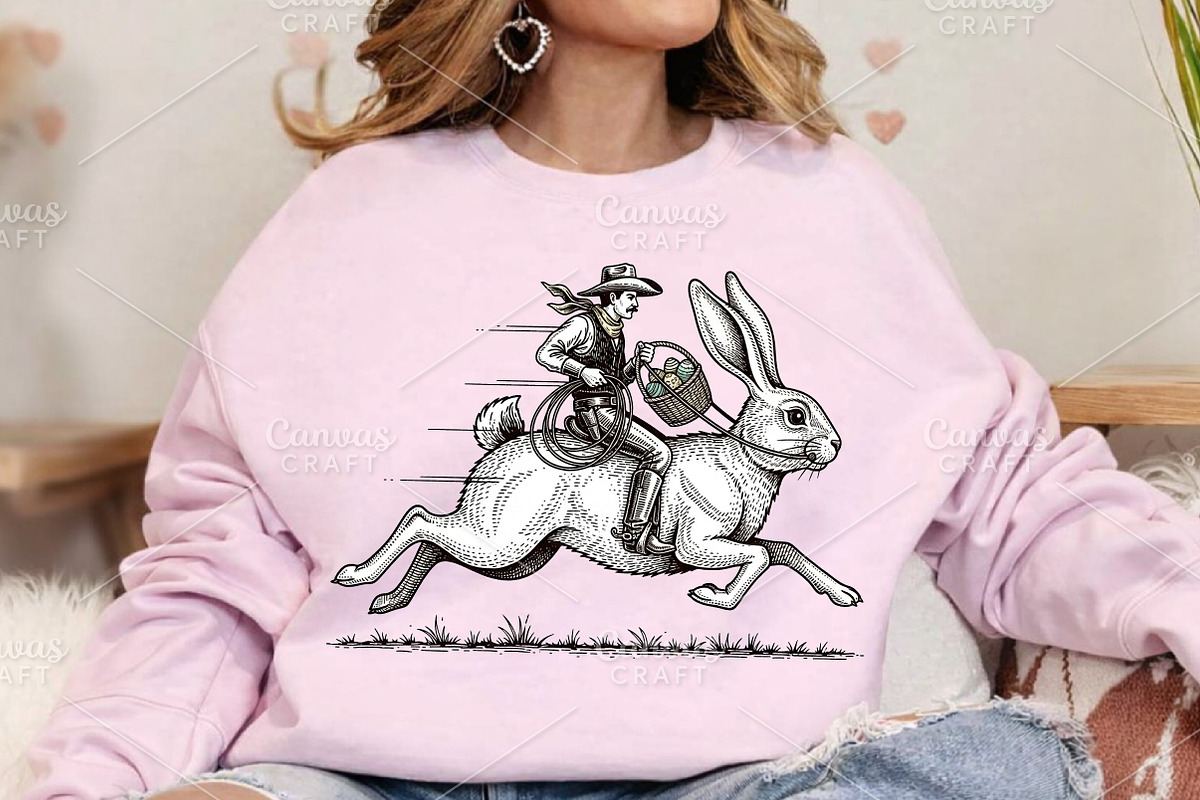 Cowboy Riding Easter Bunny PNG, an Illustration by Canvas Craft (Photo 4 of 6)