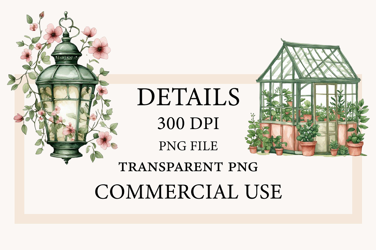 Watercolor Greenhouse PNG Bundle, a Seasonal Illustration by Designworld (Photo 4 of 9)