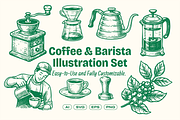 Coffee & Barista Illustration Set, a Food Illustration by ™Creasi (Thumbnail 1 of 6)