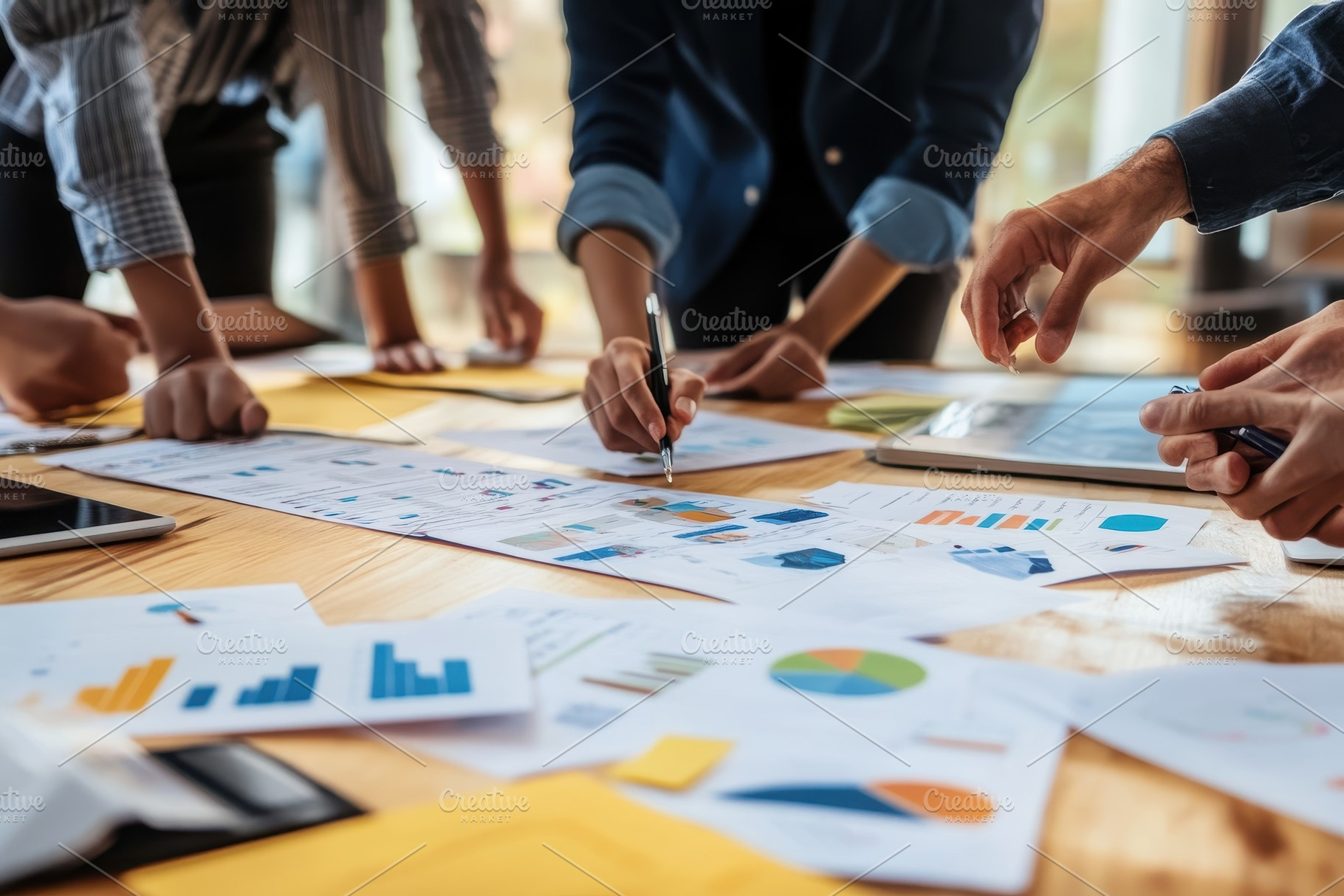 Business team consulting data charts, a Photo by Pavel_design