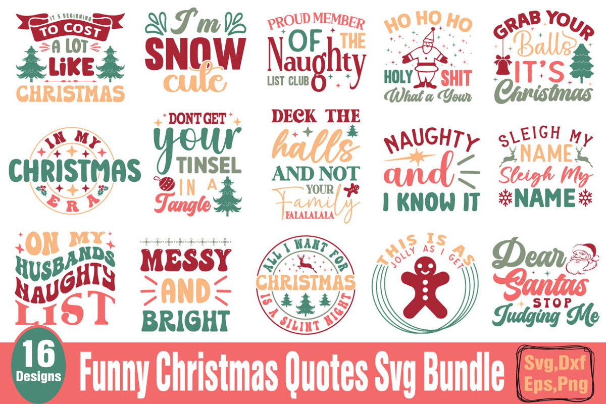 Funny Christmas Quotes SVG Bundle, an Object Graphic by DollarSmart