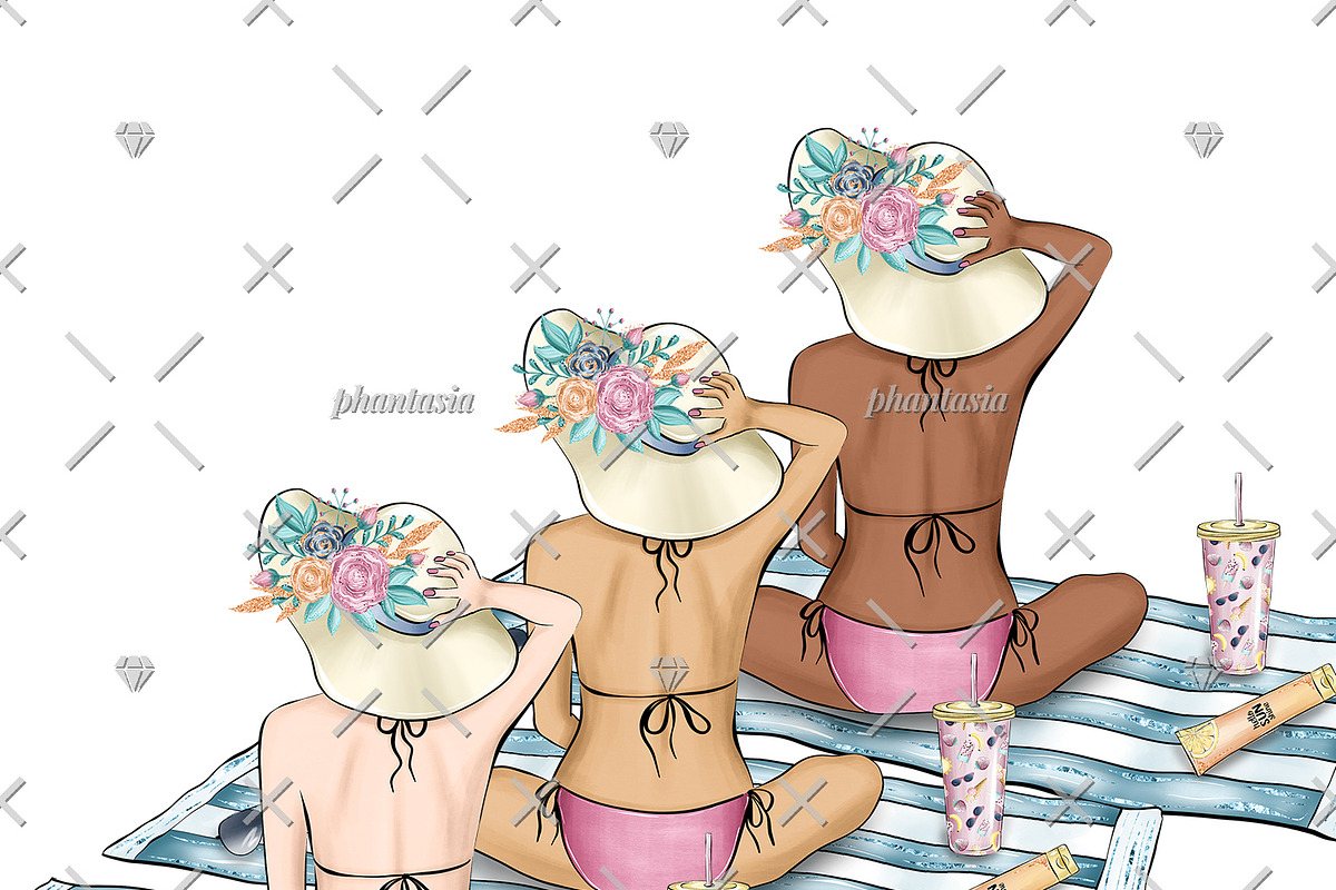Poolside Watercolor Cliparts, an Illustration by Phantasia Design (Photo 7 of 8)