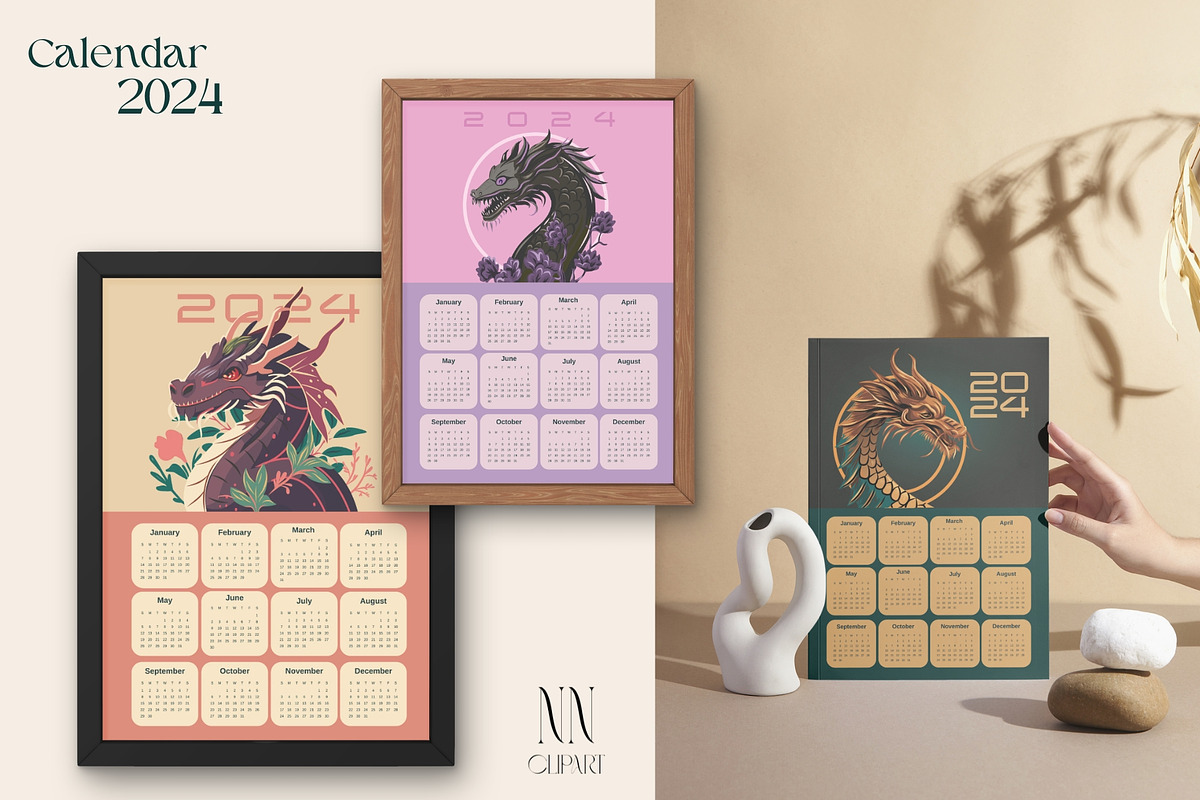 Dragon Calendar Templates 2024, a Print Template by NNclipart (Photo 7 of 15)