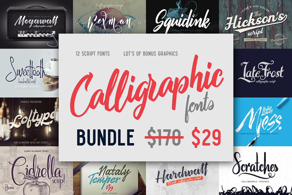 Calligraphic fonts Bundle