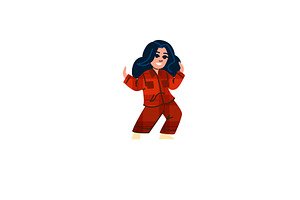 Young woman wearing pyjamas dancing, an Illustration by pikepicture