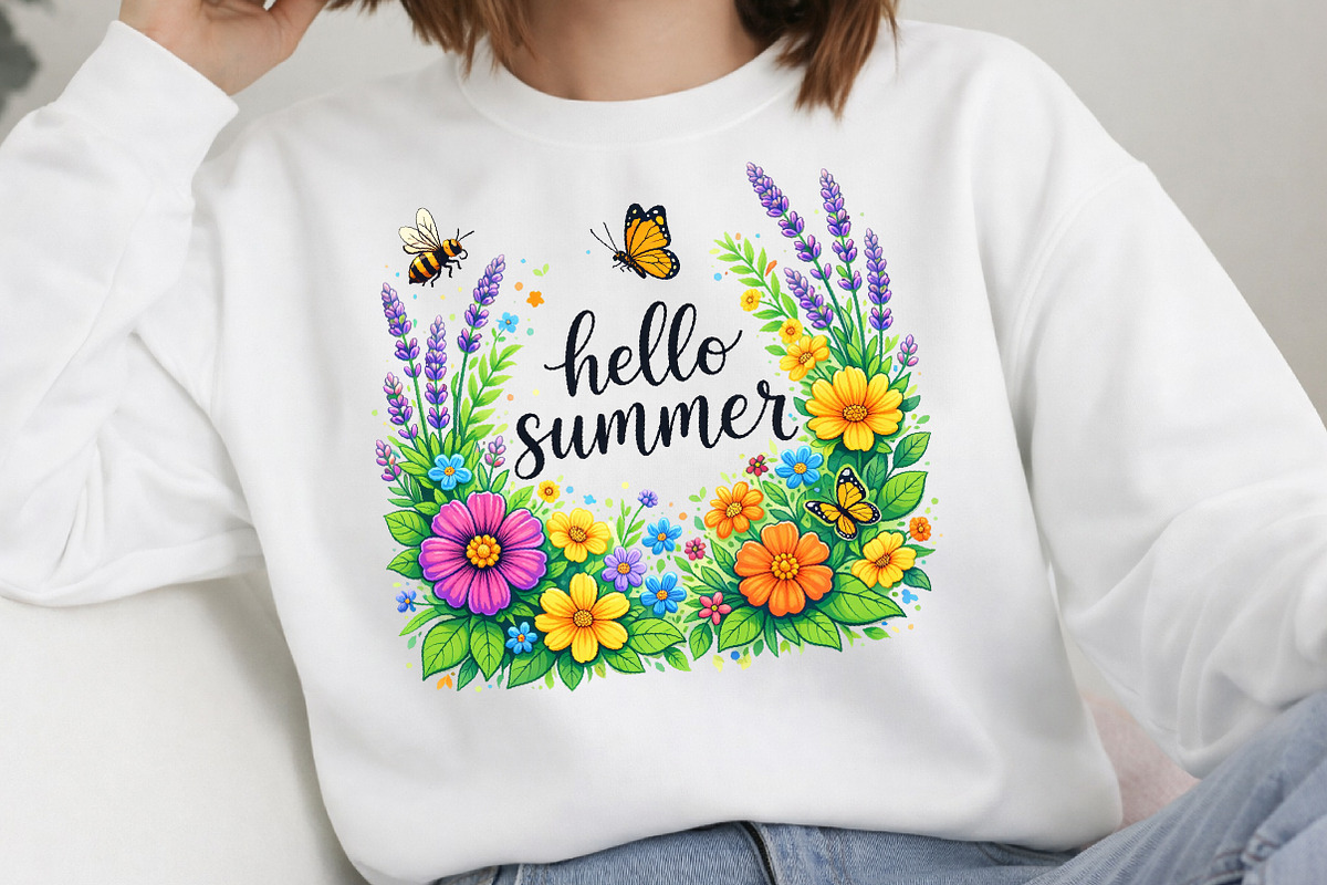 Hello Summer with Flowers PNG, an Illustration by DreamArtGraphic (Photo 4 of 4)