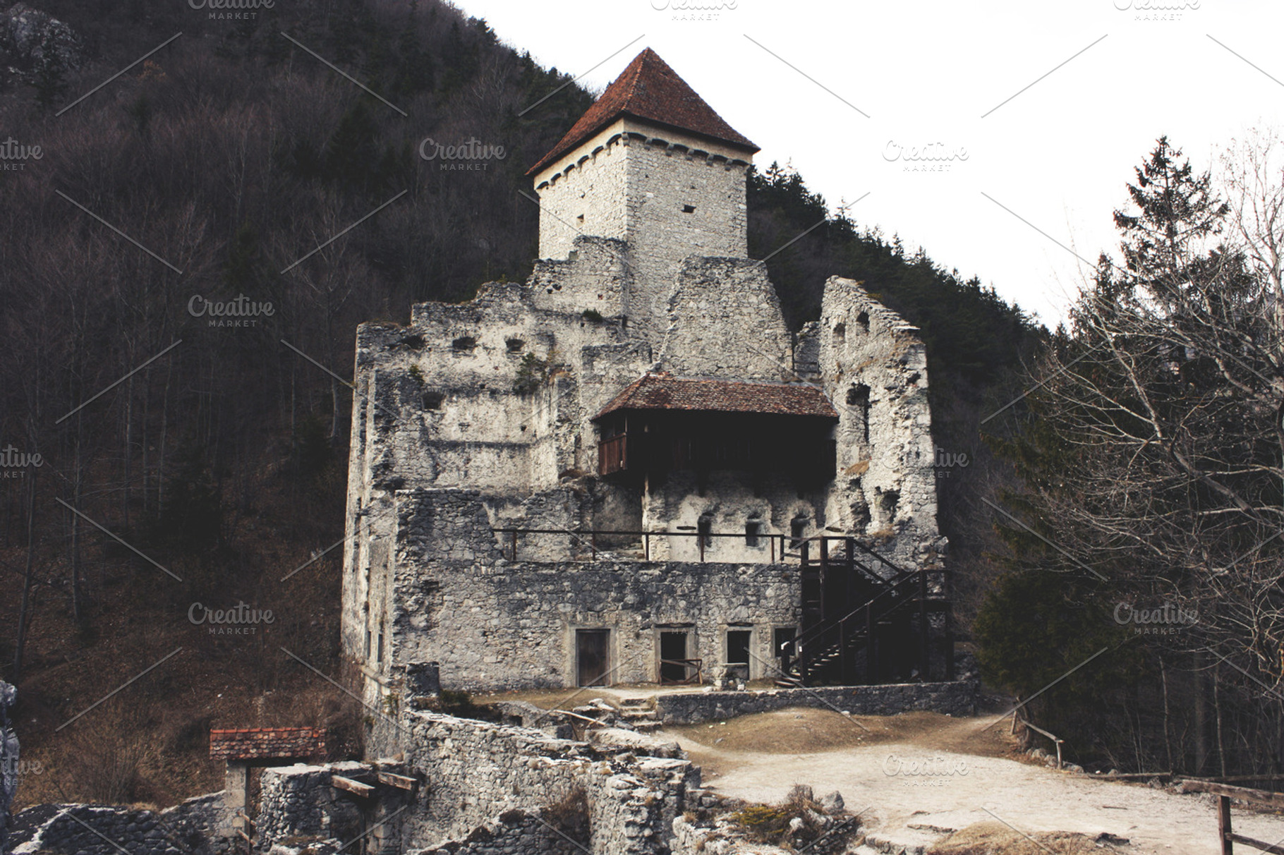 Abandoned castle featuring castle, ruins, and rock