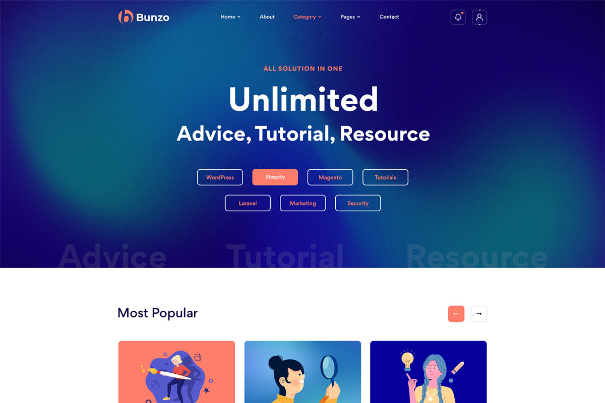 Blog Bootstrap HTML Template - Bunzo, a Bootstrap Template by HasThemes (Photo 3 of 6)