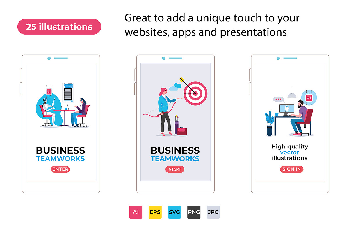 Business teamworks. Flat vector Set, a Work Illustration by ÁRTICA (Photo 4 of 5)