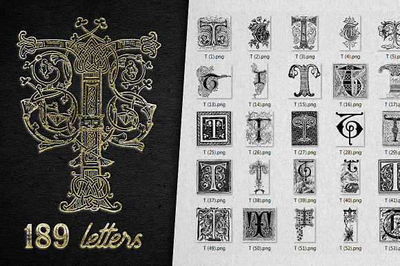 Vintage Letter T Vector And PNG preview 7