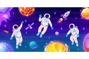 Astronaut space trip. Spaceman in, an Illustration by Stock-Smart-Start