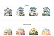 Watercolor Houses Clipart, Townhouse, a Decorative Illustration by BrushstrokeArtGB (Thumbnail 5 of 10)