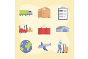 logistic cartoon set, an Object Illustration by studiogstock