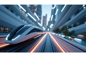 Train moves fast through city with, a Transportation Photo by Lermont51