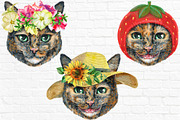 Portraits of tortoiseshell cat, an Animal Illustration by Watercolor fantasy (Thumbnail 6 of 6)