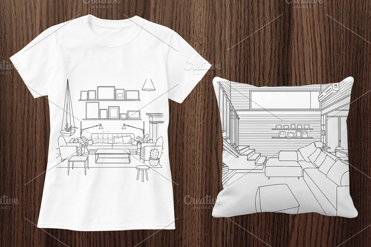 Bedroom & Living Room Line Art Vol 3, an Illustration by Graphic Cook (Photo 4 of 5)