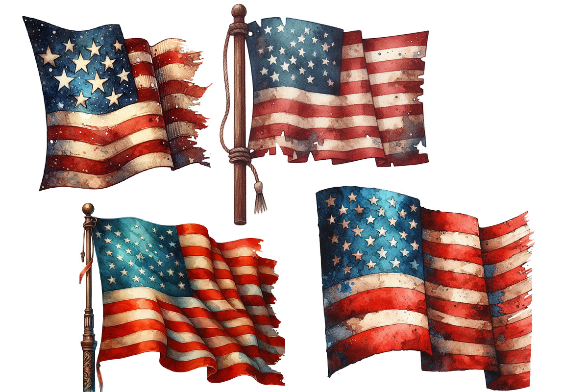 Vintage Grunge American Flag Clipart, an Illustration by Designworld (Photo 4 of 5)
