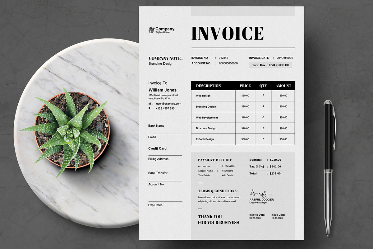 Invoice Design Template, a Stationery Template by MightyDesign (Photo 1 of 8)