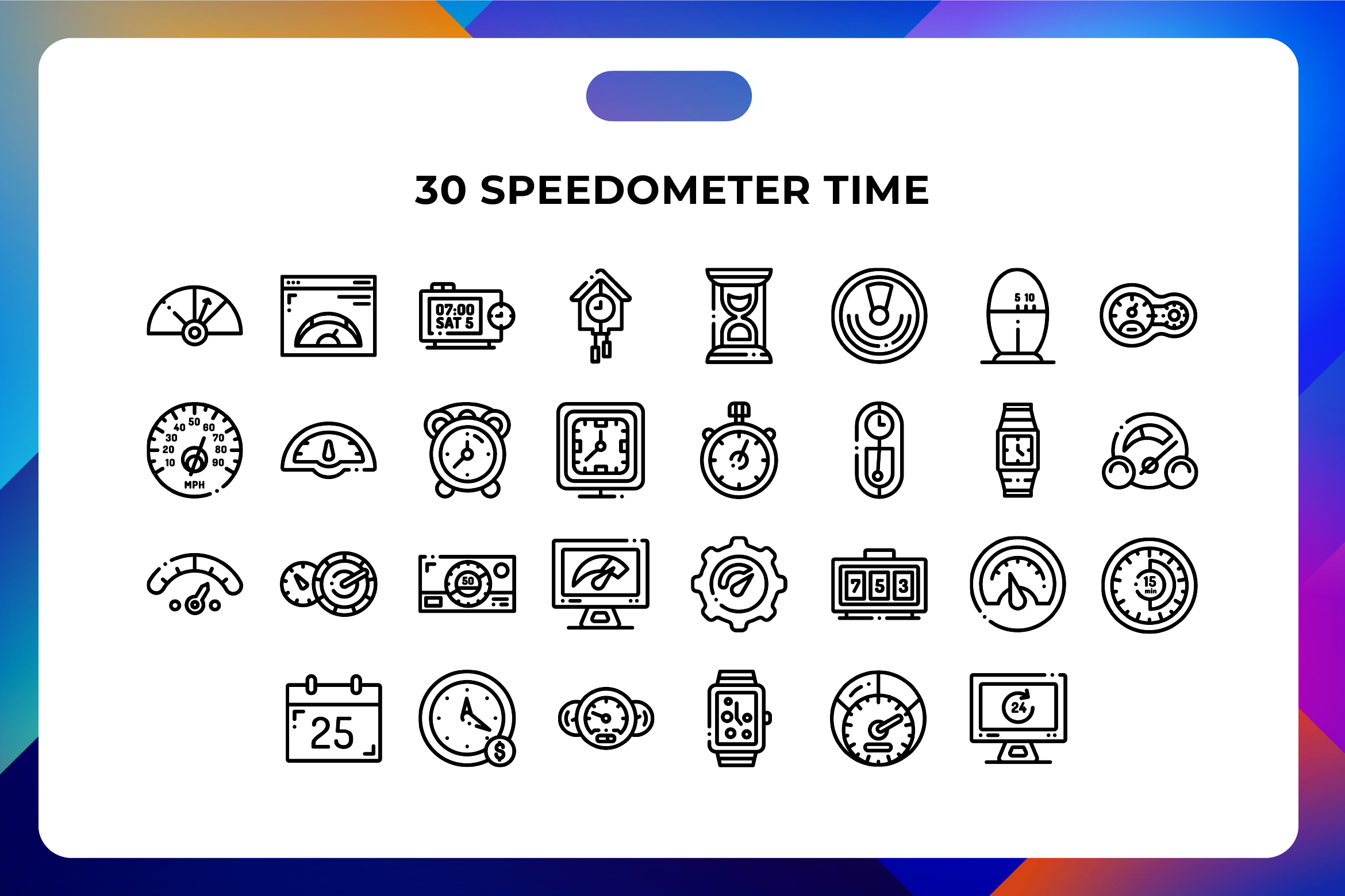 30 Speedometer Time Icons, an Icon by Wencory