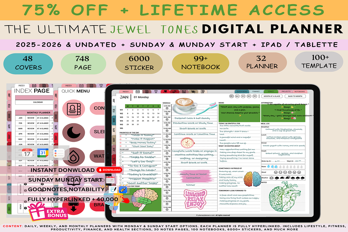 Jewel Tones Digital Planner 2025, a Templates & Theme by Plamarplanners (Photo 1 of 11)