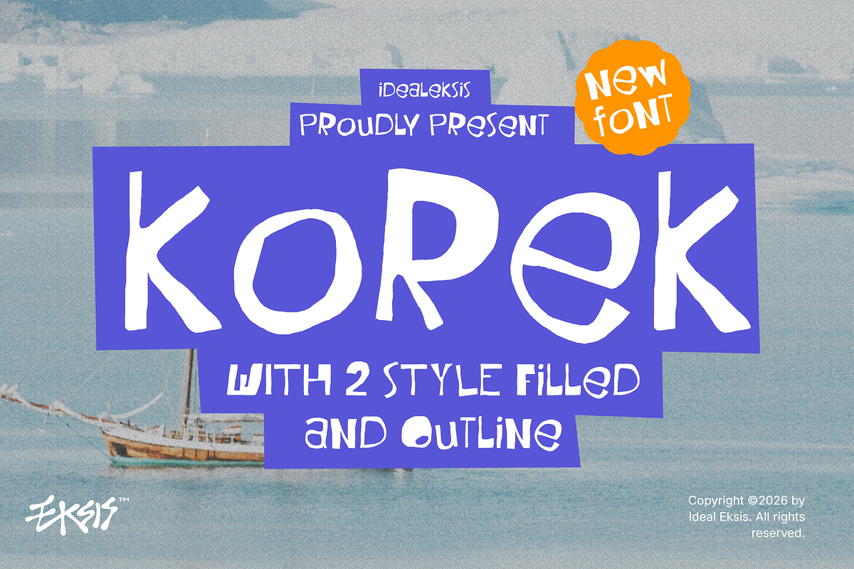 Korek Typeface, a Handwritten Font by Ideal Eksis (Photo 1 of 9)