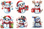 Christmas Snowman Clipart, an Illustration by OK Design (Thumbnail 4 of 5)