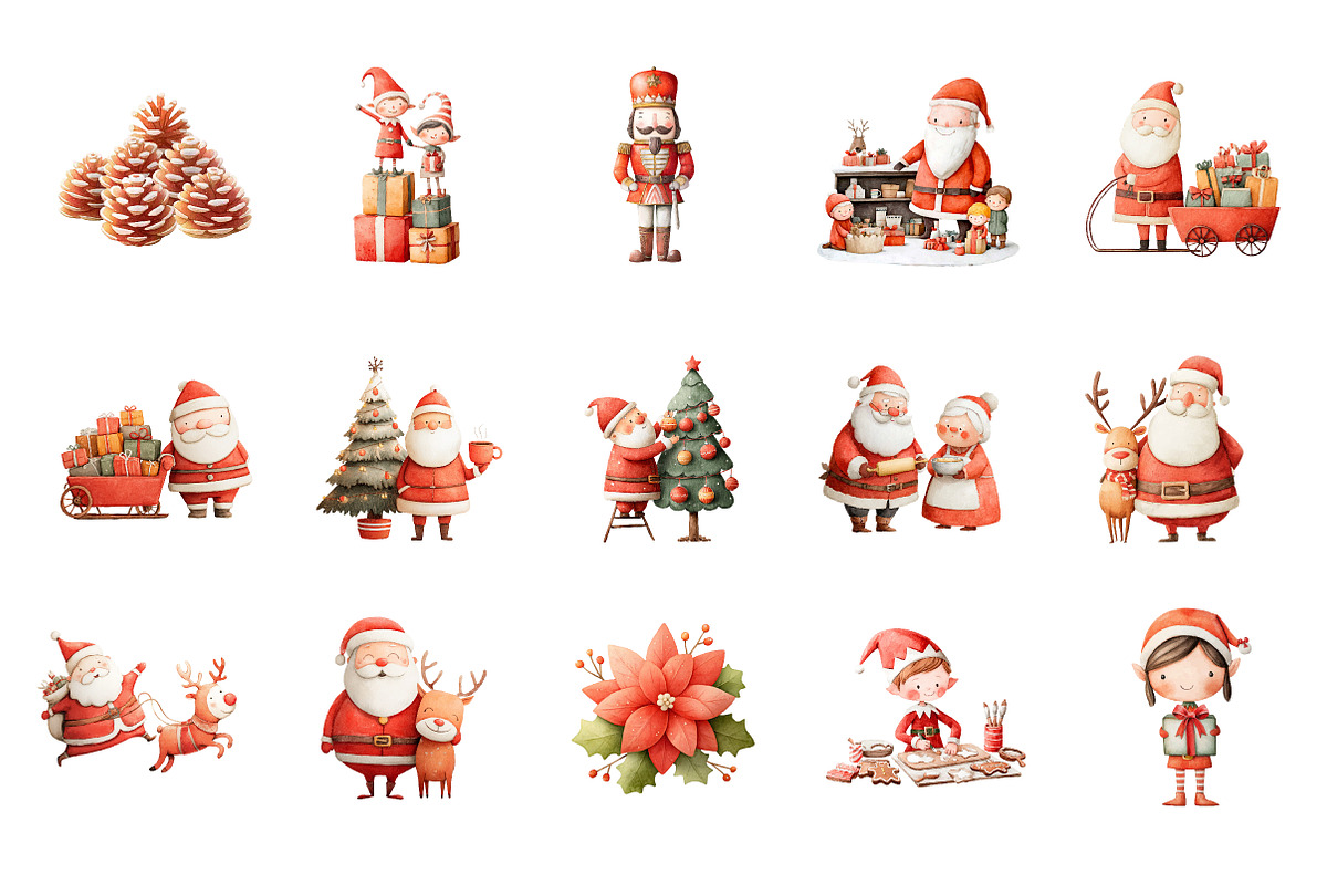 Watercolor Christmas Clipart, an Illustration by CreationArt (Photo 4 of 5)