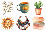 Watercolor Boho Elements Clipart, an Illustration by Craft Nest (Thumbnail 2 of 6)