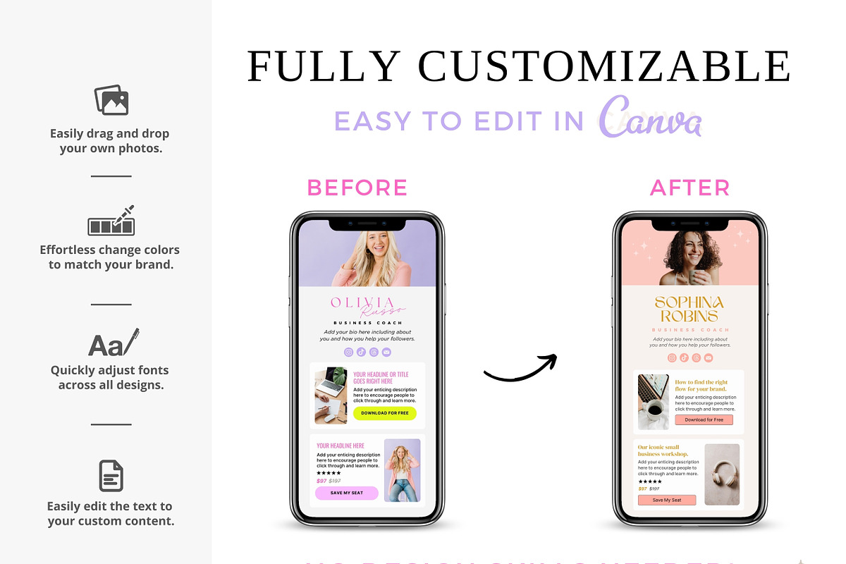 Link In Bio Template, Canva Website, a Landing Page Template by Ciera Design Templates (Photo 4 of 8)