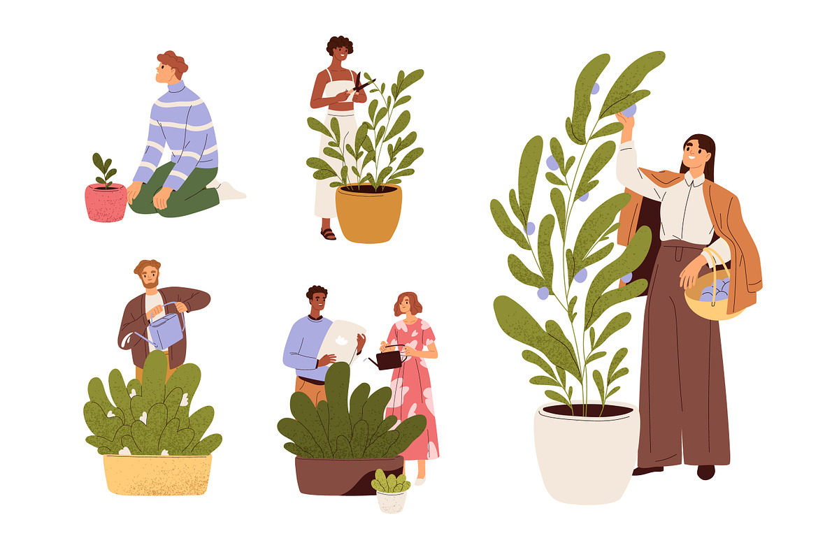People grow and care for plants set, a Person Illustration by Good Studio (Photo 1 of 4)