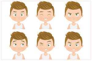 Boy Facial Expressions Set