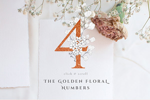 Blooming Gold Floral Letters Numbers