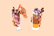 Hands with drinks set + posters, a Food Illustration by PaperTrident (Thumbnail 9 of 10)